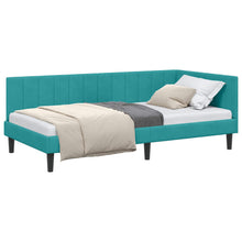 Hoekbedframe met hoofdeinde Turquoise 90 cm x 190 cm Fluweel