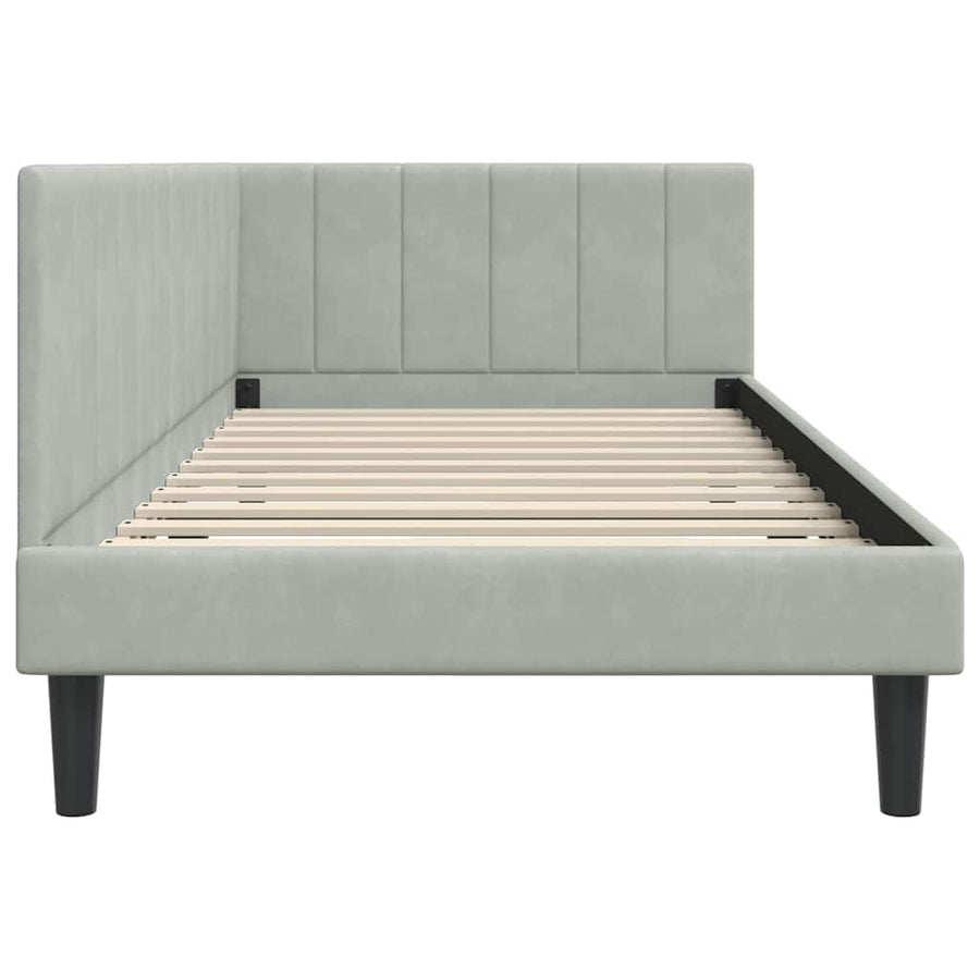 Hoekbedframe met hoofdeinde Lichtgrijs 90 cm x 200 cm Fluweel