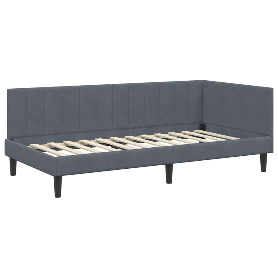 Hoekbedframe met hoofdeinde Donkergrijs 90 cm x 200 cm Fluweel