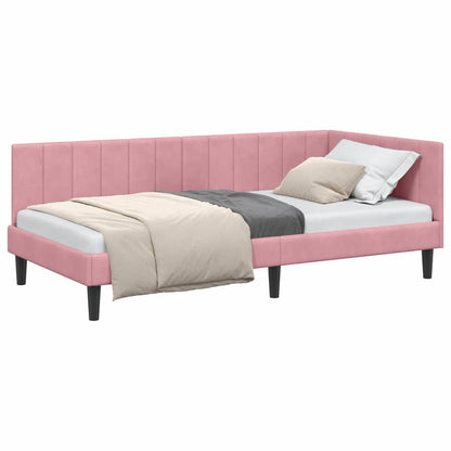 Hoekbedframe Met Hoofdeinde 90 Cm X 200 Cm Fluweel 90 x 200 cm