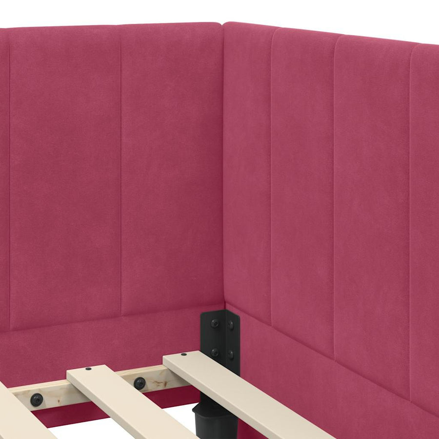 Hoekbedframe met hoofdeinde Wijnrood 90 cm x 200 cm Fluweel