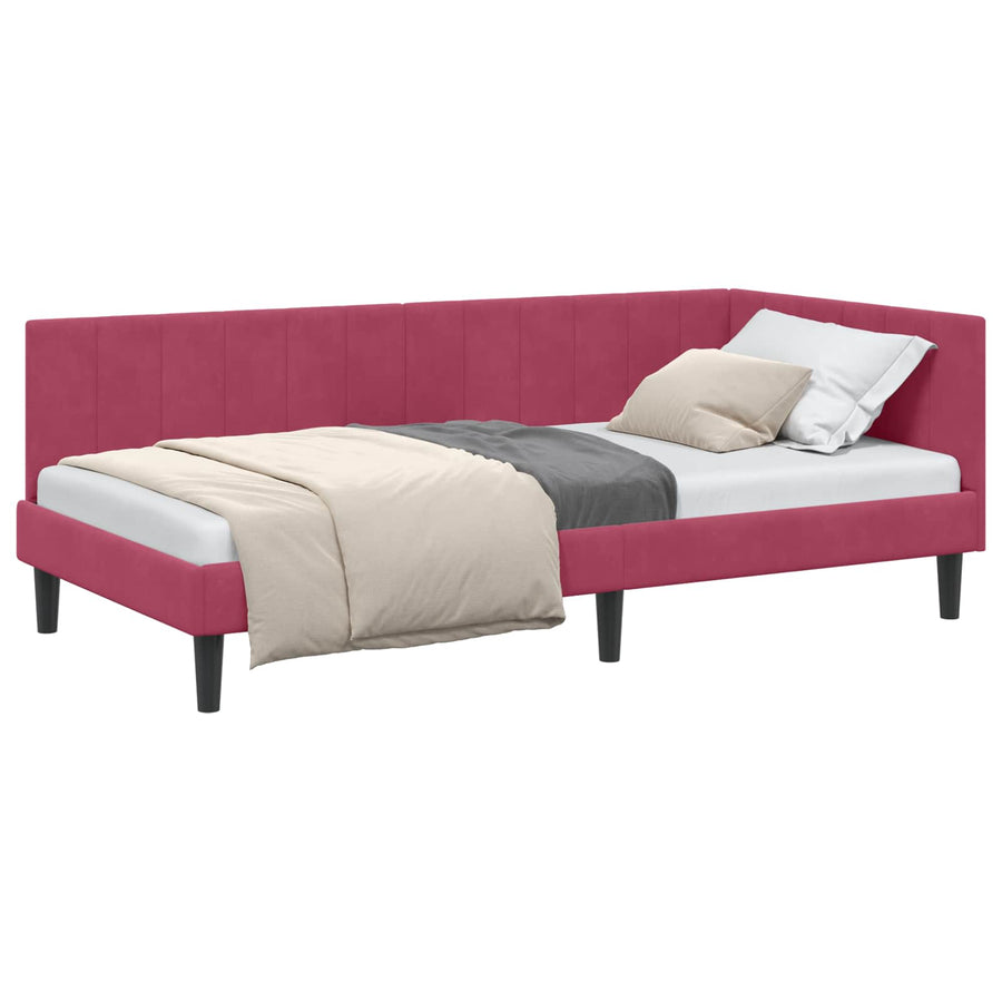 Hoekbedframe met hoofdeinde Wijnrood 90 cm x 200 cm Fluweel