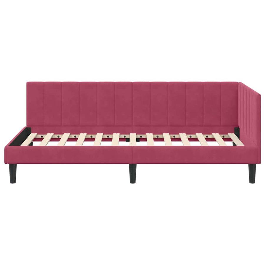 Hoekbedframe met hoofdeinde Wijnrood 90 cm x 200 cm Fluweel