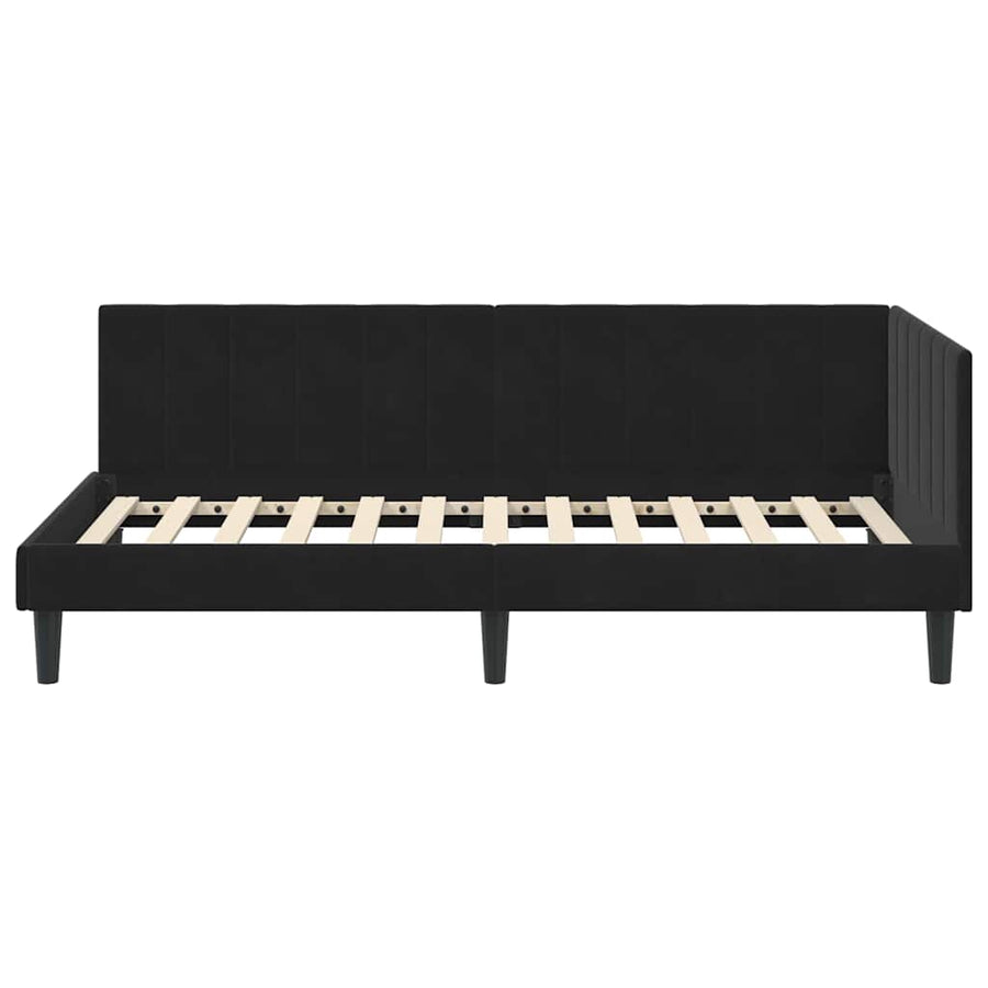 Hoekbedframe met hoofdeinde Zwart 90 cm x 200 cm Fluweel