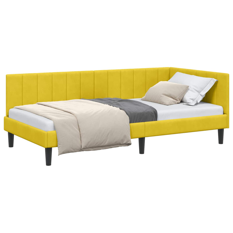 Hoekbedframe met hoofdeinde Geel 90 cm x 200 cm Fluweel