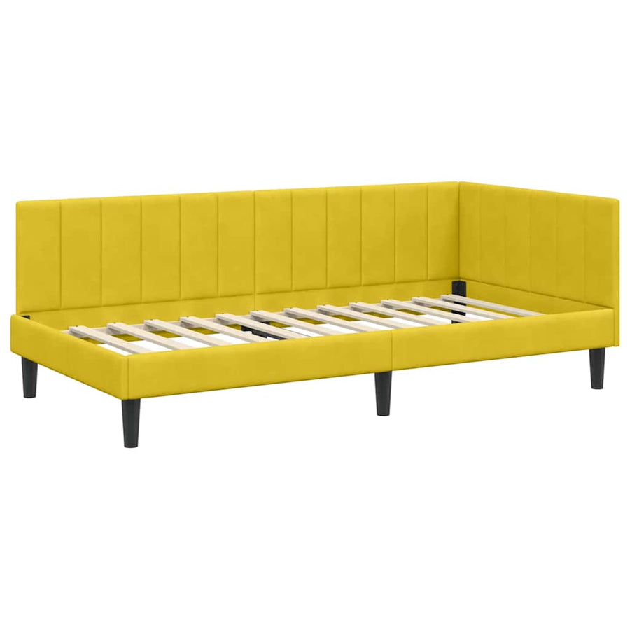 Hoekbedframe met hoofdeinde Geel 90 cm x 200 cm Fluweel