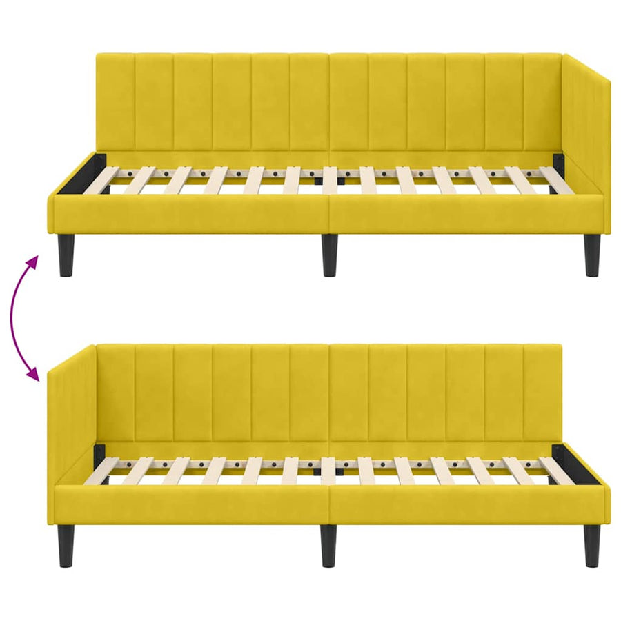 Hoekbedframe met hoofdeinde Geel 90 cm x 200 cm Fluweel