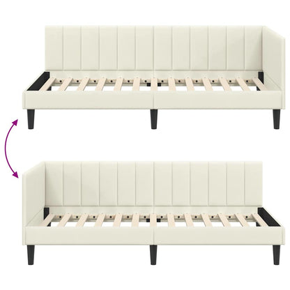 Hoekbedframe Met Hoofdeinde Crème 90 Cm X 200 Cm Fluweel