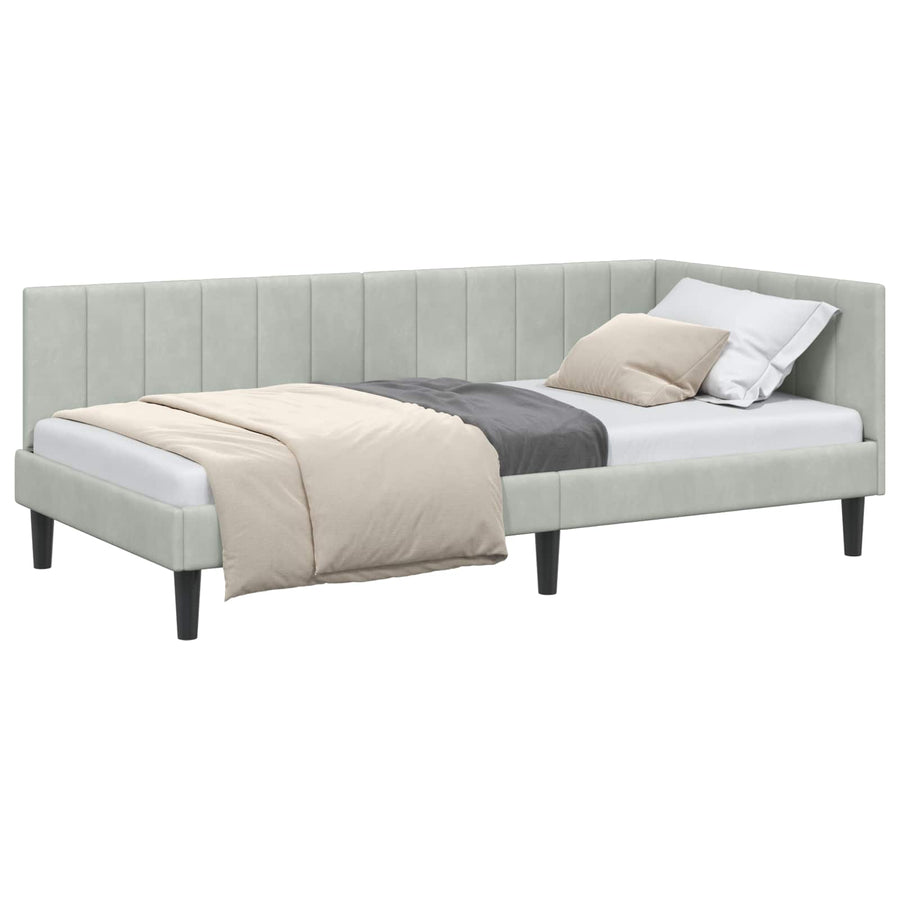 Hoekbedframe met hoofdeinde Lichtgrijs 100 cm x 200 cm Fluweel