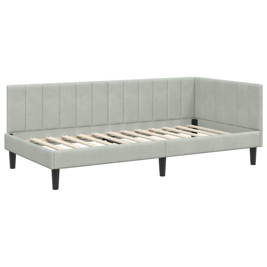 Hoekbedframe met hoofdeinde Lichtgrijs 100 cm x 200 cm Fluweel