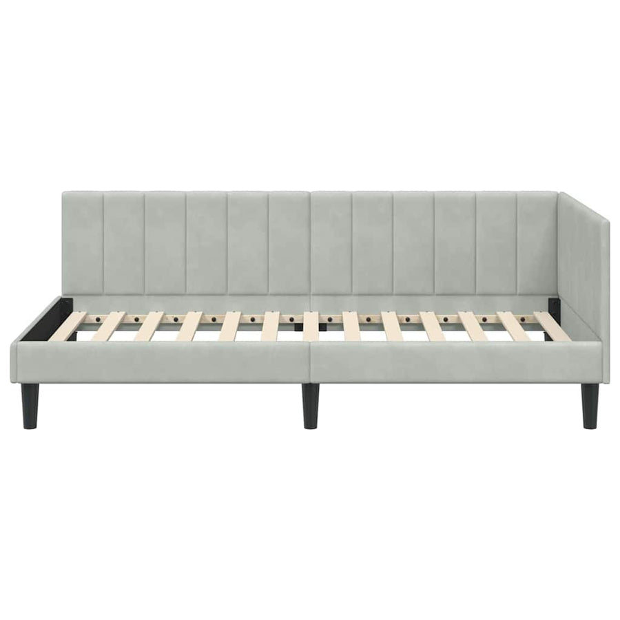 Hoekbedframe met hoofdeinde Lichtgrijs 100 cm x 200 cm Fluweel