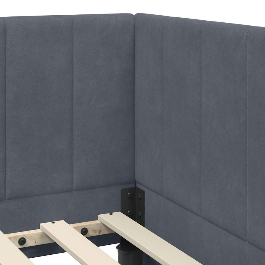 Hoekbedframe met hoofdeinde Donkergrijs 100 cm x 200 cm Fluweel