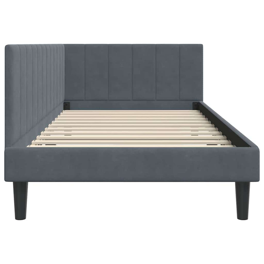 Hoekbedframe met hoofdeinde Donkergrijs 100 cm x 200 cm Fluweel