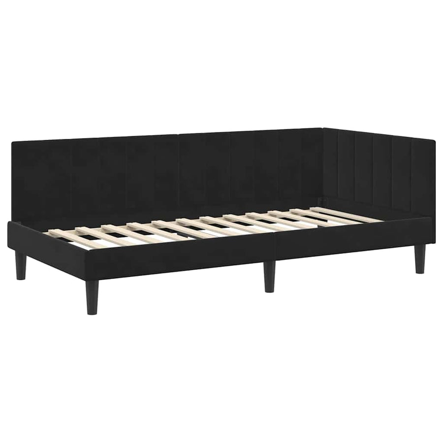 Hoekbedframe met hoofdeinde Zwart 100 cm x 200 cm Fluweel