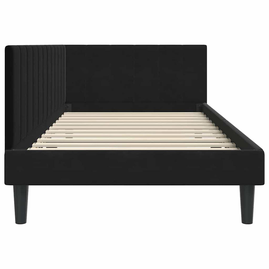Hoekbedframe met hoofdeinde Zwart 100 cm x 200 cm Fluweel