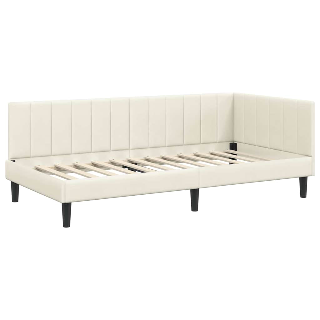 Hoekbedframe met hoofdeinde Crème 100 cm x 200 cm Fluweel