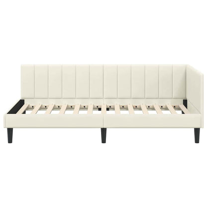 Hoekbedframe met hoofdeinde Crème 100 cm x 200 cm Fluweel