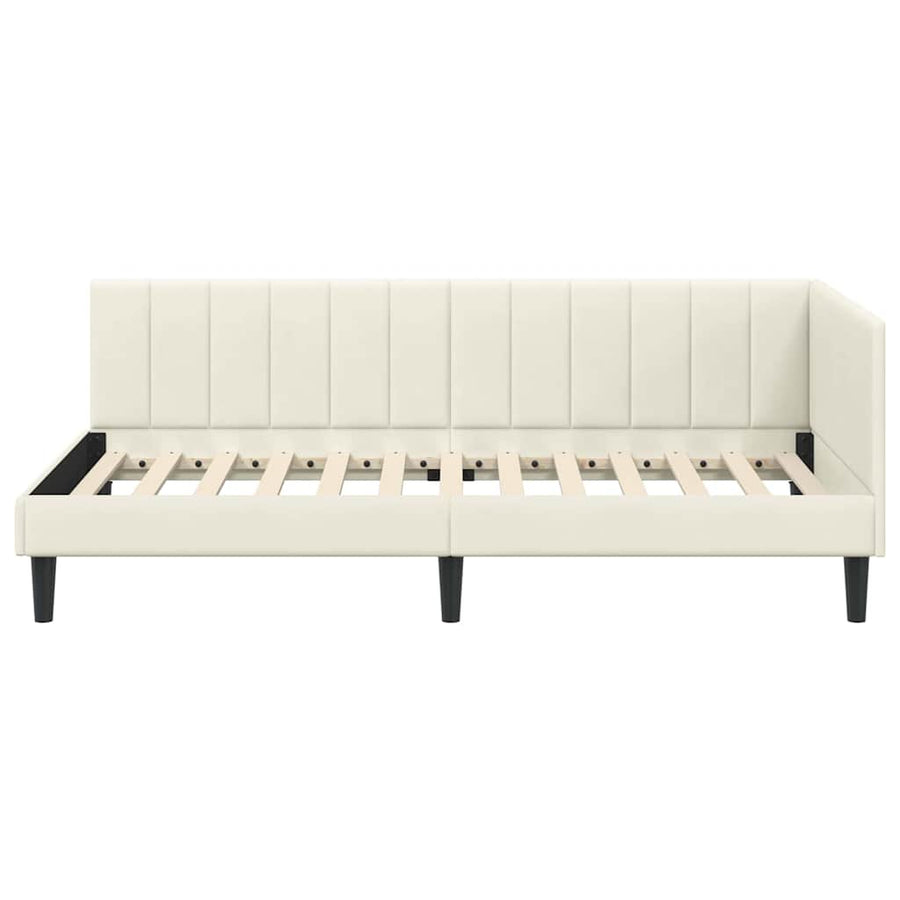 Hoekbedframe met hoofdeinde Crème 100 cm x 200 cm Fluweel