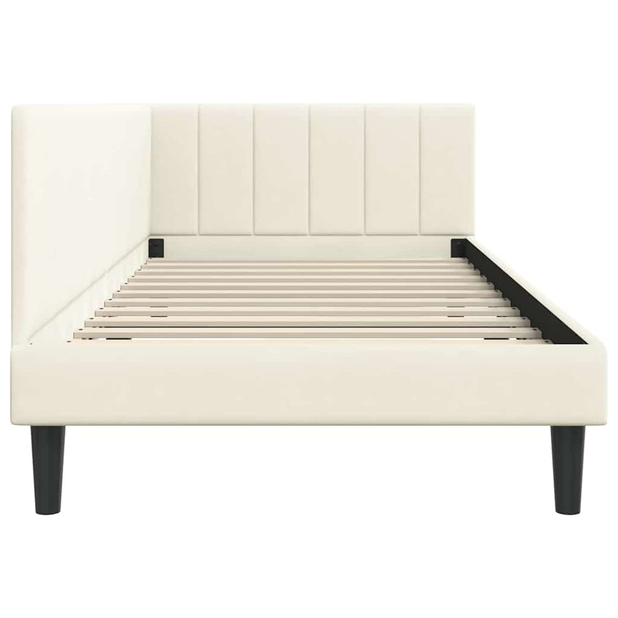 Hoekbedframe met hoofdeinde Crème 100 cm x 200 cm Fluweel