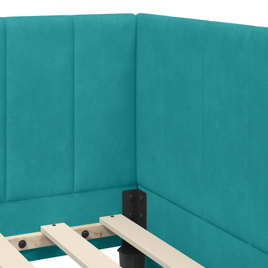 Hoekbedframe met hoofdeinde Turquoise 100 cm x 200 cm Fluweel