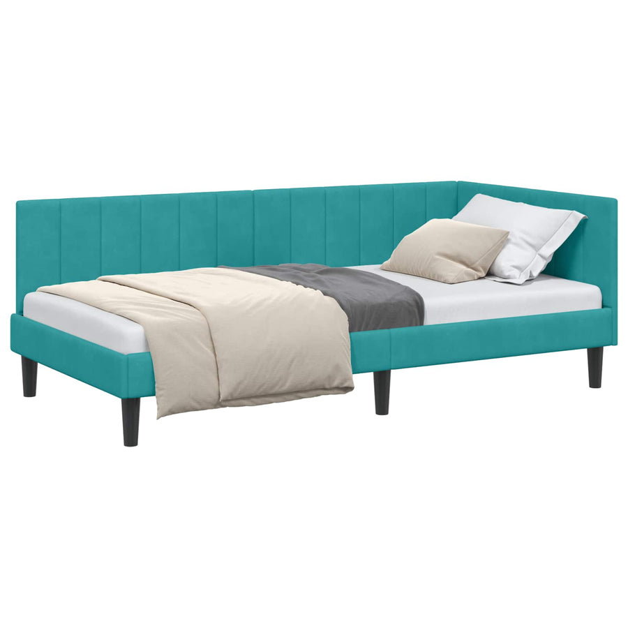 Hoekbedframe met hoofdeinde Turquoise 100 cm x 200 cm Fluweel