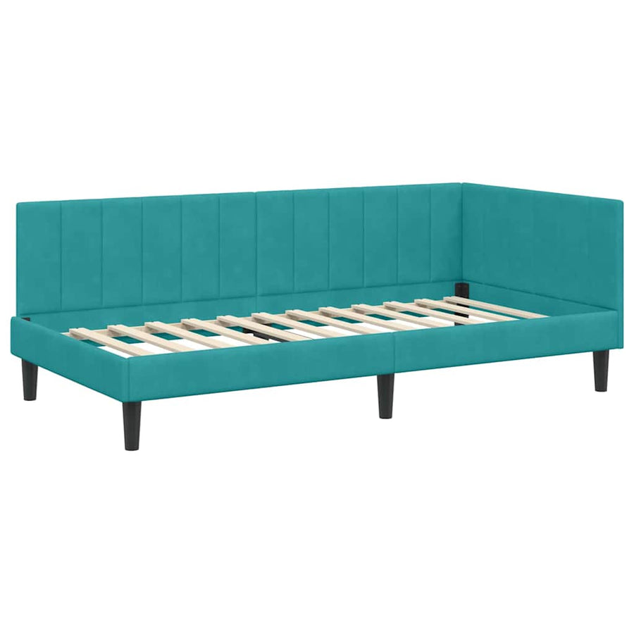 Hoekbedframe met hoofdeinde Turquoise 100 cm x 200 cm Fluweel