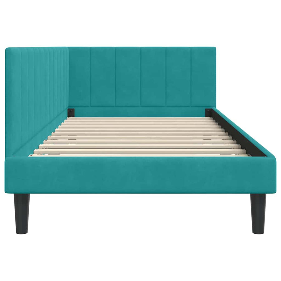 Hoekbedframe met hoofdeinde Turquoise 100 cm x 200 cm Fluweel