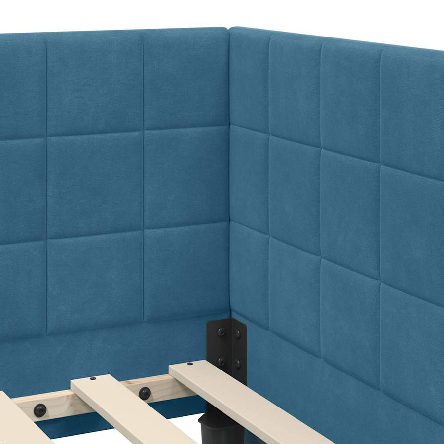 Hoekbedframe met hoofdeinde Blauw 80 x 200 cm Fluweel