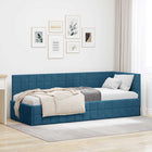 Hoekbedframe 80x200 cm blauw fluweel