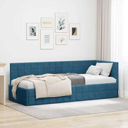 Hoekbedframe 80x200 cm blauw fluweel