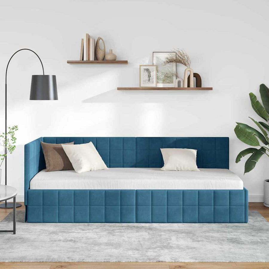 Hoekbedframe met hoofdeinde Blauw 80 x 200 cm Fluweel
