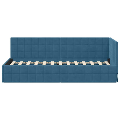 Hoekbedframe met hoofdeinde Blauw 80 x 200 cm Fluweel