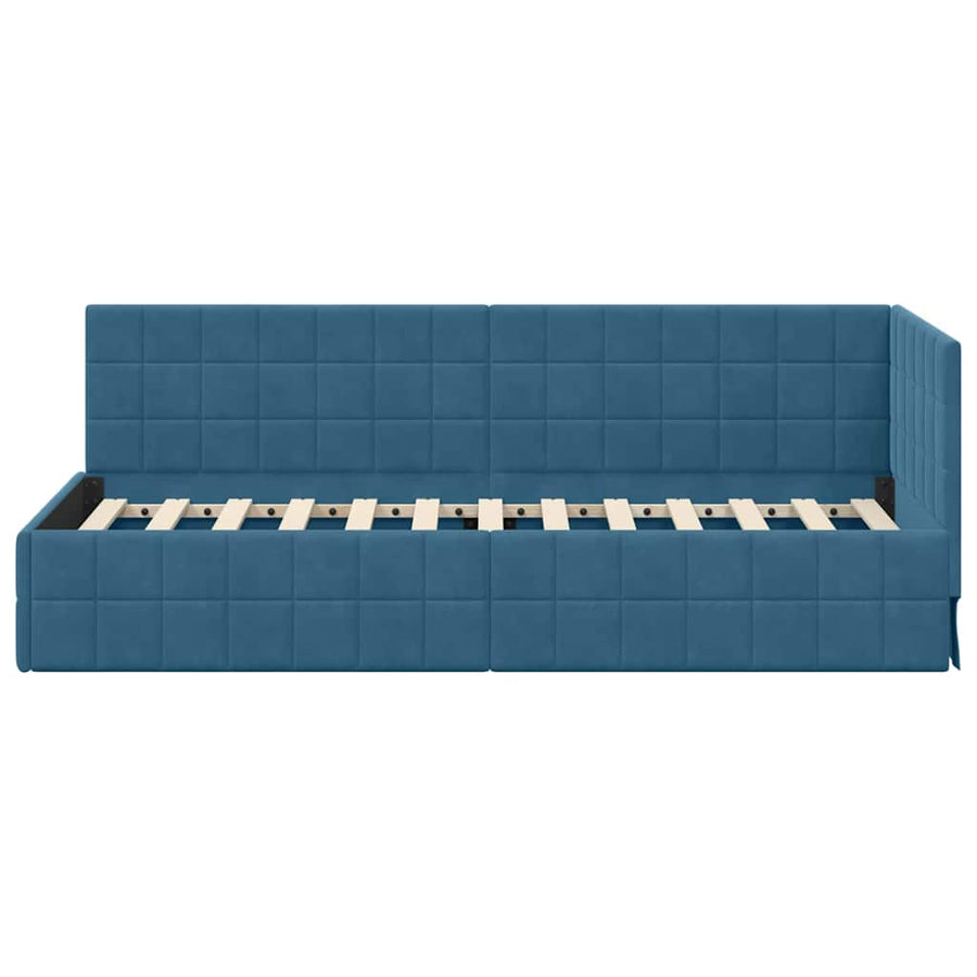 Hoekbedframe met hoofdeinde Blauw 80 x 200 cm Fluweel