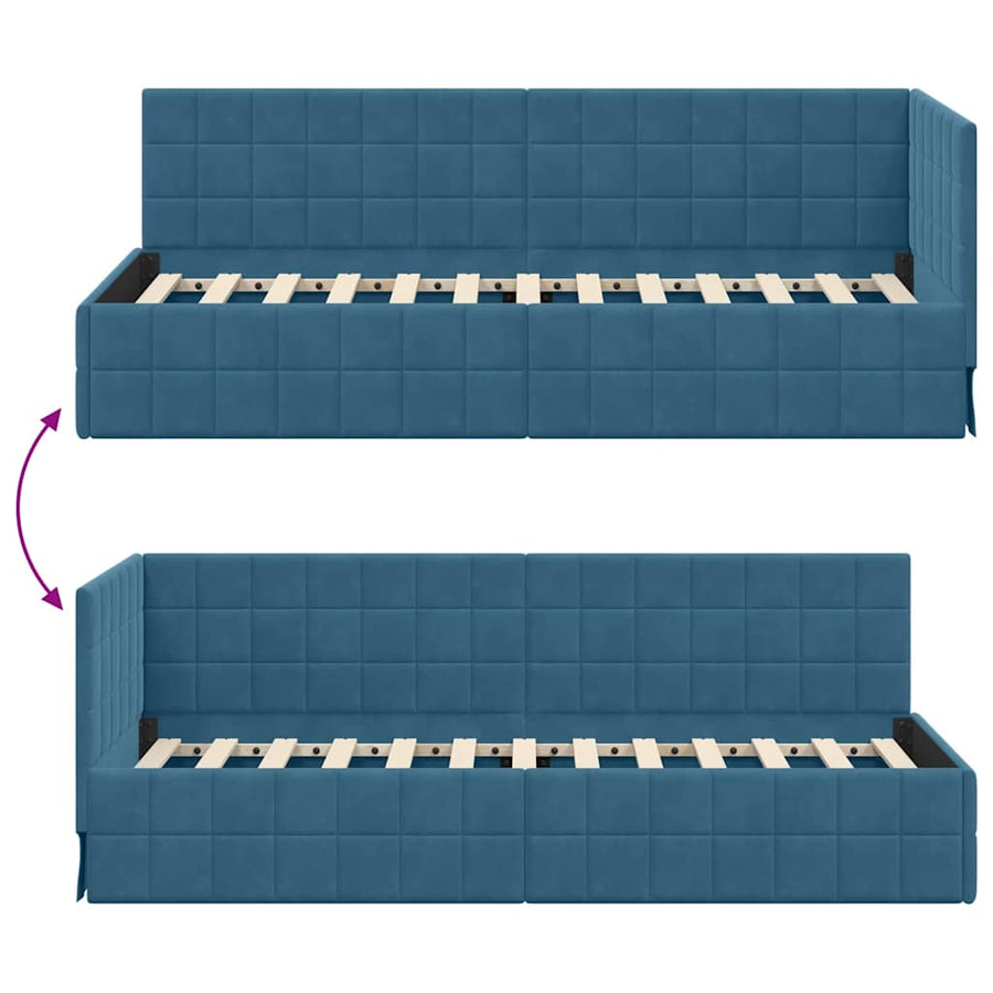 Hoekbedframe met hoofdeinde Blauw 80 x 200 cm Fluweel