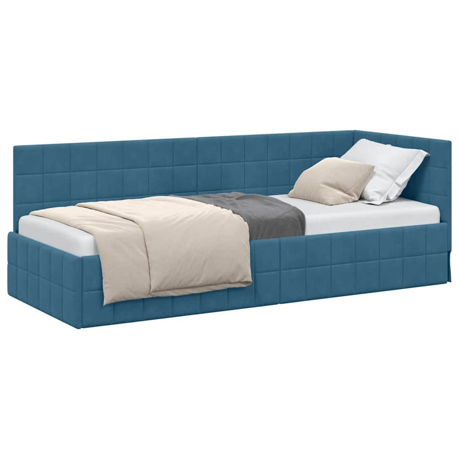 Hoekbedframe met hoofdeinde Blauw 80 x 200 cm Fluweel