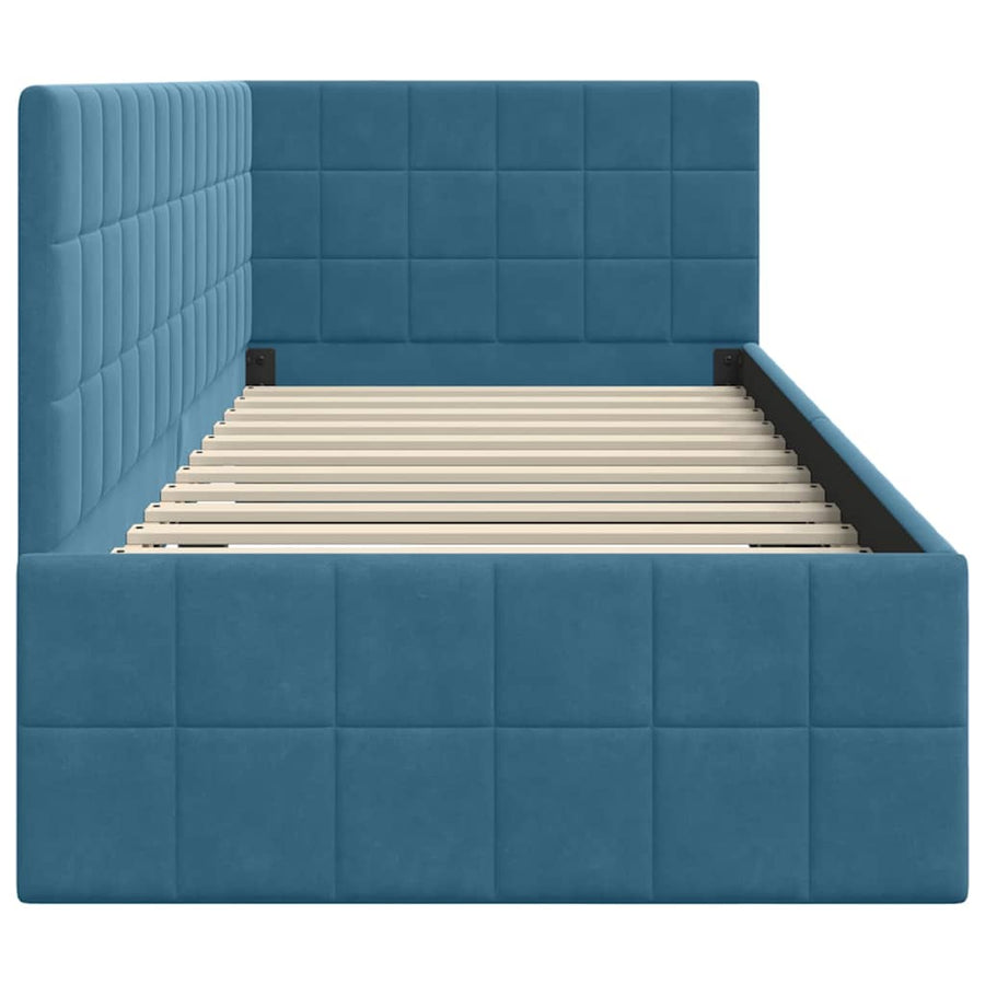 Hoekbedframe met hoofdeinde Blauw 80 x 200 cm Fluweel