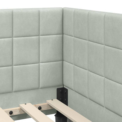 Hoekbedframe met hoofdeinde Lichtgrijs 80 x 200 cm Fluweel