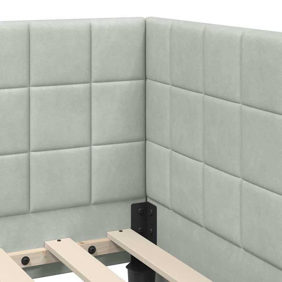 Hoekbedframe met hoofdeinde Lichtgrijs 80 x 200 cm Fluweel