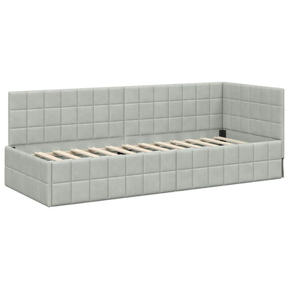 Hoekbedframe met hoofdeinde Lichtgrijs 80 x 200 cm Fluweel