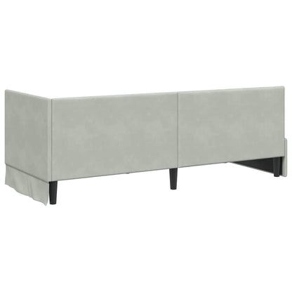 Hoekbedframe met hoofdeinde Lichtgrijs 80 x 200 cm Fluweel