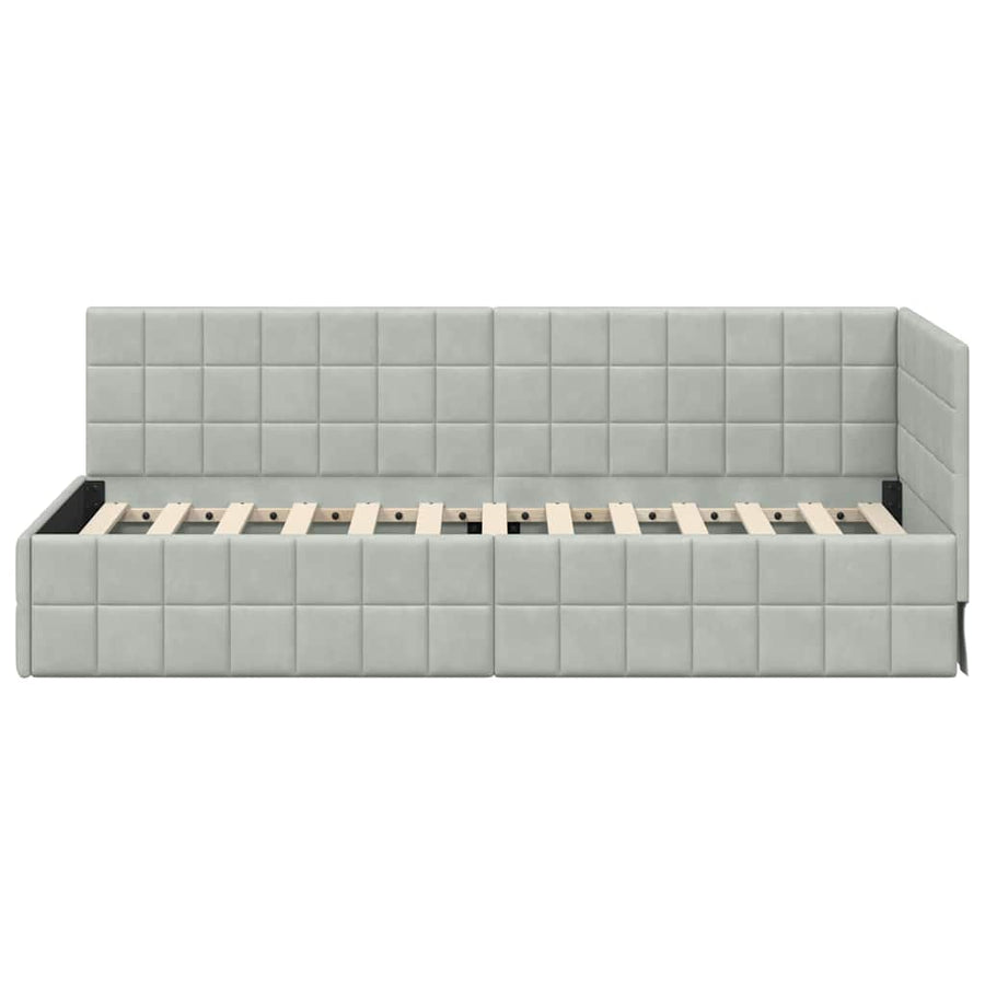 Hoekbedframe met hoofdeinde Lichtgrijs 80 x 200 cm Fluweel