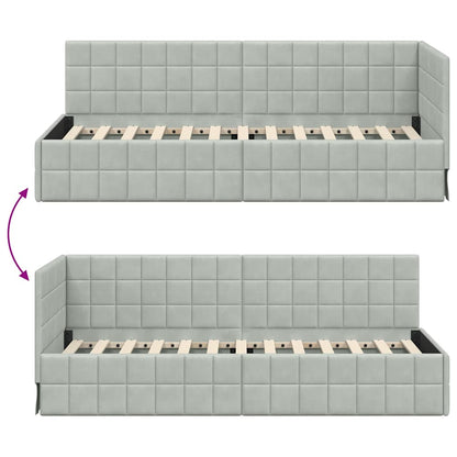 Hoekbedframe met hoofdeinde Lichtgrijs 80 x 200 cm Fluweel