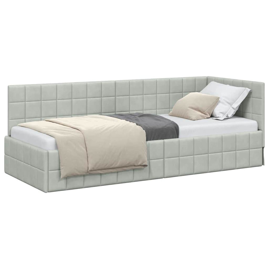 Hoekbedframe met hoofdeinde Lichtgrijs 80 x 200 cm Fluweel