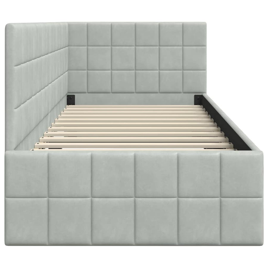 Hoekbedframe met hoofdeinde Lichtgrijs 80 x 200 cm Fluweel