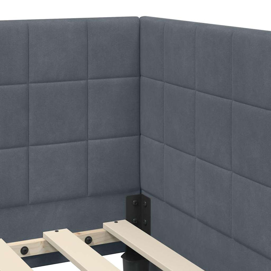 Hoekbedframe met hoofdeinde Donkergrijs 80 x 200 cm Fluweel