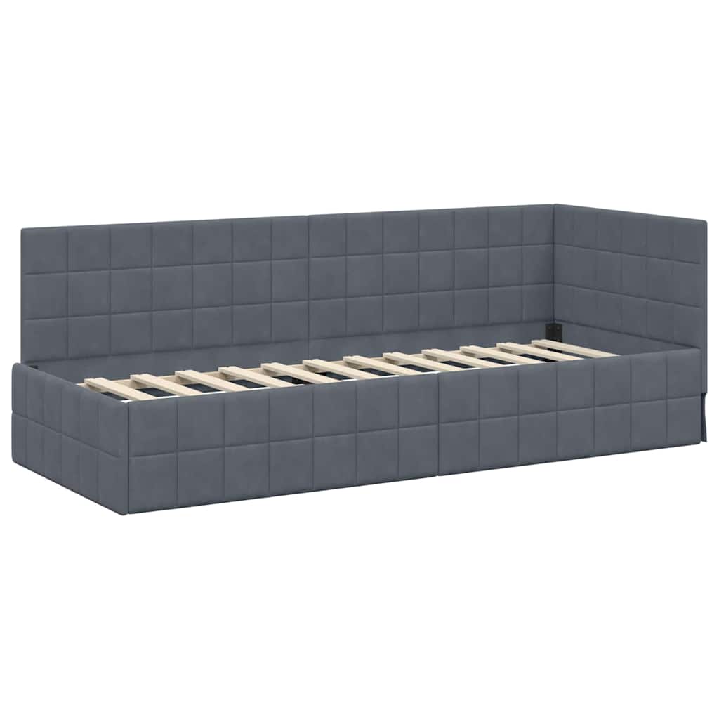Hoekbedframe met hoofdeinde Donkergrijs 80 x 200 cm Fluweel