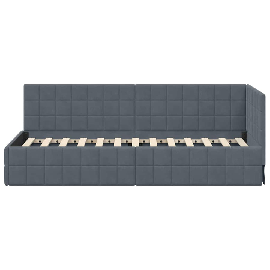 Hoekbedframe met hoofdeinde Donkergrijs 80 x 200 cm Fluweel