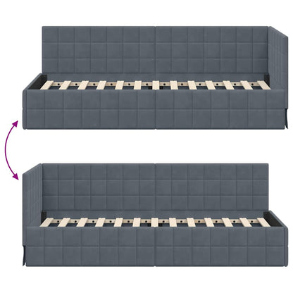 Hoekbedframe met hoofdeinde Donkergrijs 80 x 200 cm Fluweel