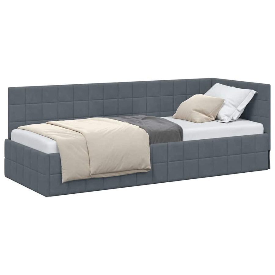 Hoekbedframe met hoofdeinde Donkergrijs 80 x 200 cm Fluweel