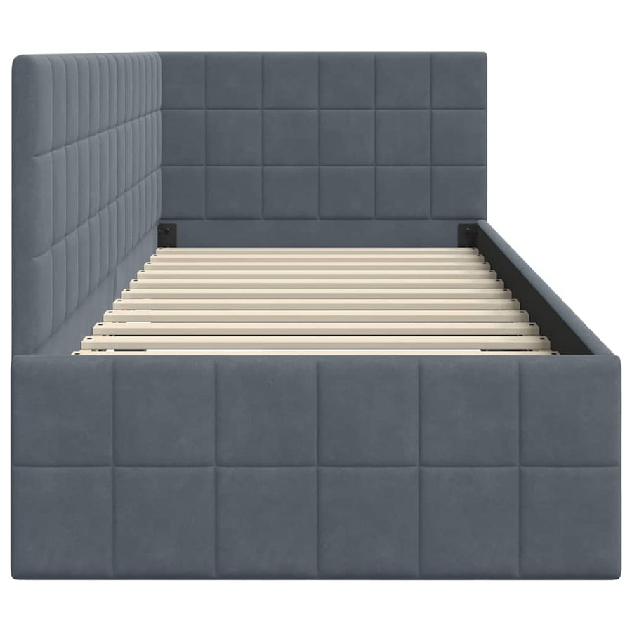 Hoekbedframe met hoofdeinde Donkergrijs 80 x 200 cm Fluweel